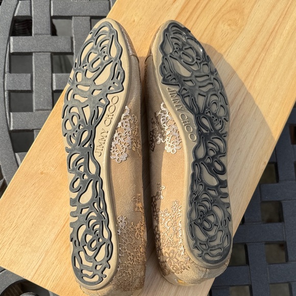 Jimmy Choo Sparkling Gold Flats - Picture 6 of 8